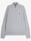 Men's Embroidery Pony Cable Half Zip Up Knit Top Grey - POLO RALPH LAUREN - BALAAN 3