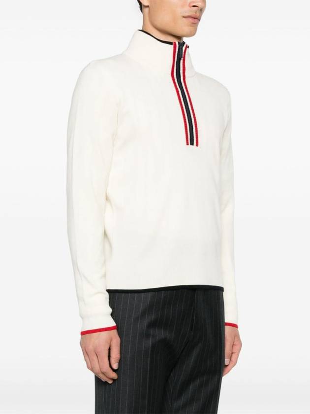 Half zip wool knit top white - THOM BROWNE - BALAAN 5