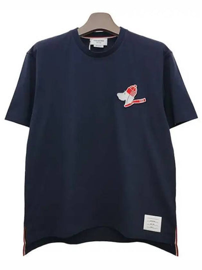 Hector Patch Short Sleeve T-Shirt Navy - THOM BROWNE - BALAAN 2