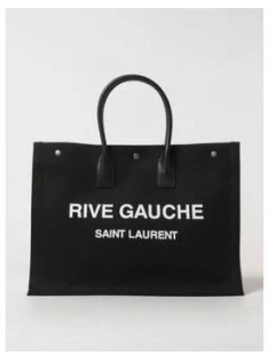 Canvas Large Rib GAUCHE Tote Bag Black - SAINT LAURENT - BALAAN 2