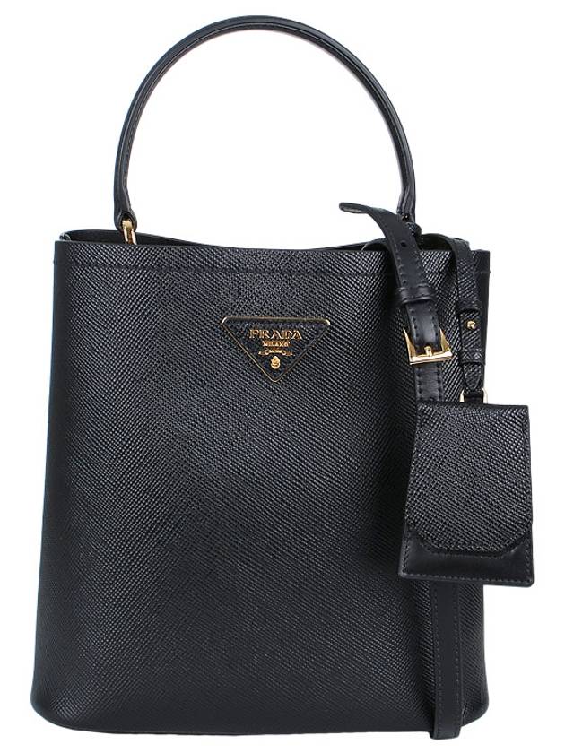 Pannier Saffiano Leather Medium Tote Bag Black - PRADA - BALAAN 3