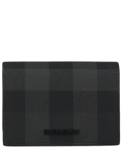 Men's Checked Leather Half Wallet Grey - BURBERRY - BALAAN 2