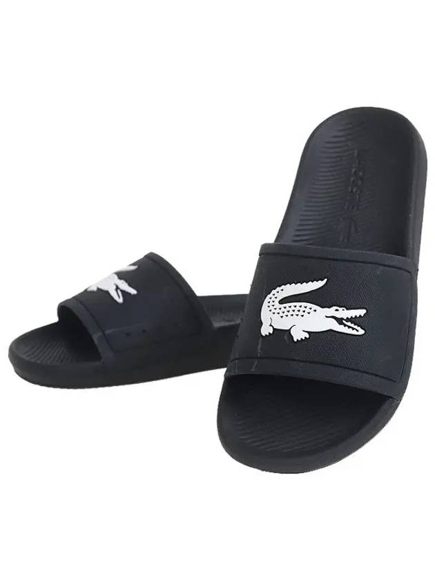 Women's Croco Logo Slippers Black - LACOSTE - BALAAN.