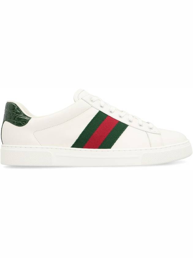 Ace Web Leather Low Top Sneakers White - GUCCI - BALAAN 3