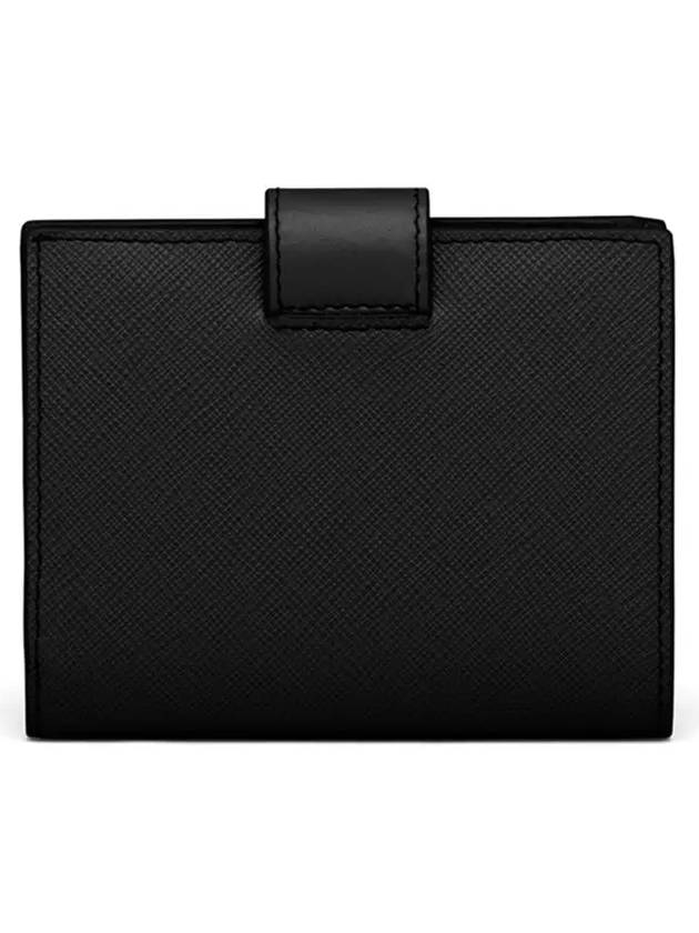 Small Smooth Saffiano Leather Half Wallet Black - PRADA - BALAAN 4