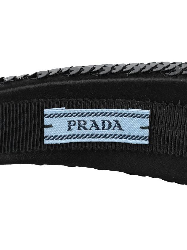 Logo Sequin Hair Band Black - PRADA - 8