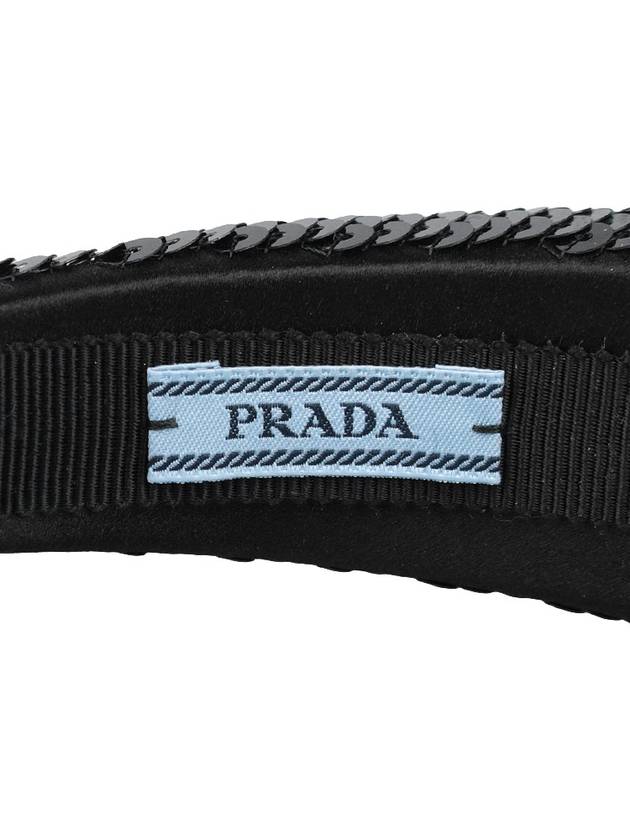 Logo Sequin Hairband Black - PRADA - BALAAN 8