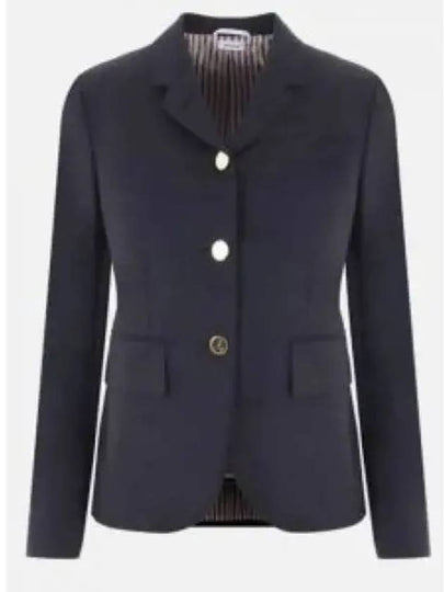 Women's Twill Slim Fit Single Breasted Wool Jacket Navy - THOM BROWNE - BALAAN 2