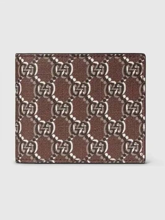 GG Signature Monogram Effect Supreme Canvas Half Wallet Brown - GUCCI - BALAAN 2