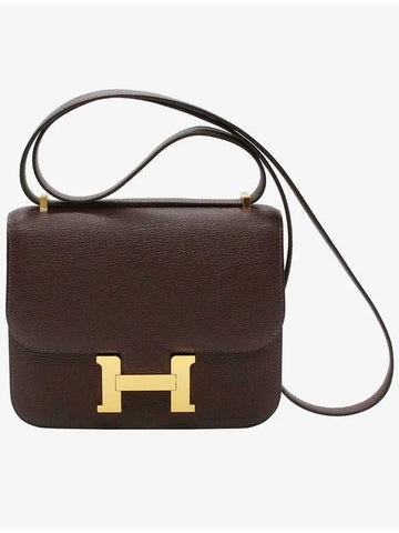 Constance 18 Mini Mizore Gold Plated Habane Burgundy H082558CCAQ - HERMES - BALAAN 1