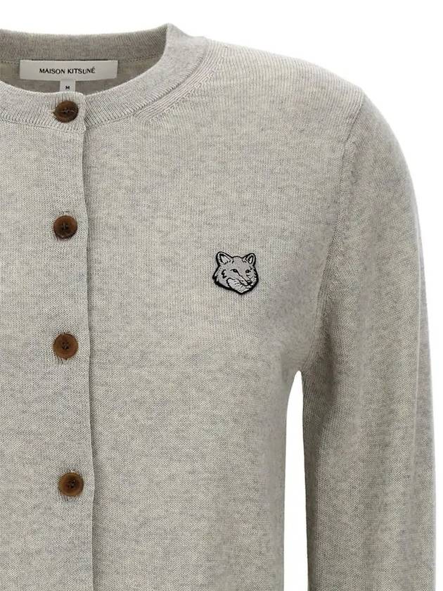 Bold Fox Head Patch Regular Cardigan Grey - MAISON KITSUNE - BALAAN 5