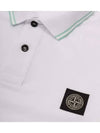 Men's Two Line Wappen Patch Cotton Short Sleeve Polo Shirt White - STONE ISLAND - BALAAN 4