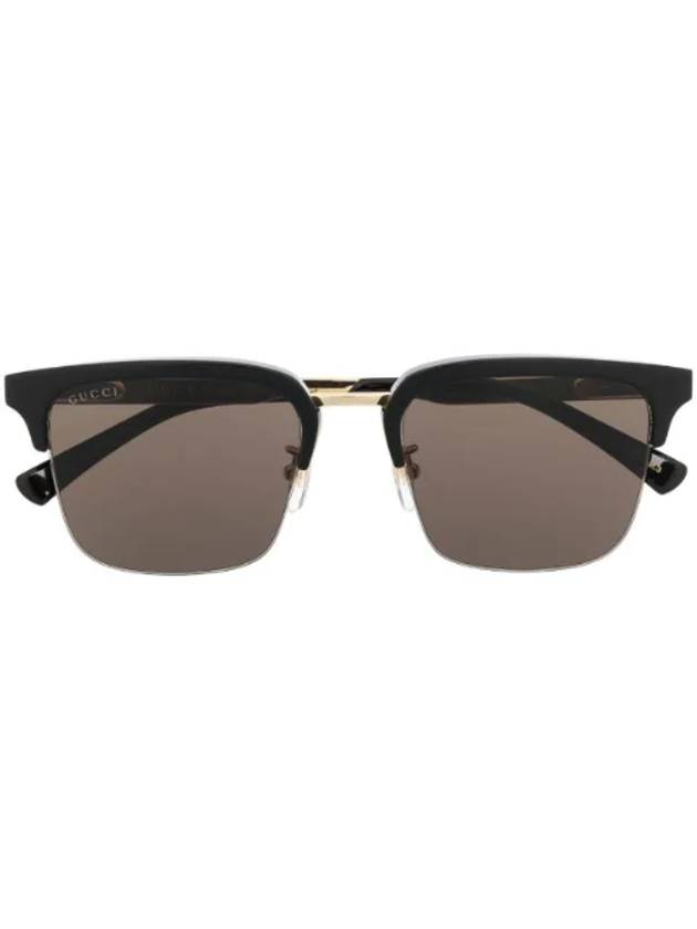 Eyewear Logo Web Rectangular Frame Sunglasses Gold Black - GUCCI - BALAAN 1