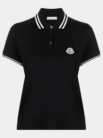 Women s Logo Patch Polo Short Sleeve T Shirt Black 8A00009 84720 999 - MONCLER - BALAAN 1