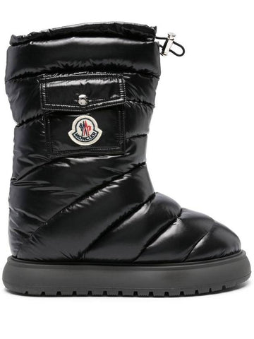 Gaia Logo Patch Pocket Padded Winter Boots Black - MONCLER - BALAAN 1