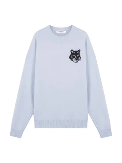 Intarsia Fox Head Comfort Knit Top Sky Blue - MAISON KITSUNE - BALAAN 2