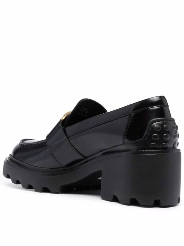 T Logo Leather Loafer Heels Black - TOD'S - BALAAN 5