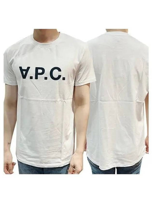 Men s VPC Velvet Logo Short Sleeve T shirt White 1094520 - A.P.C. - BALAAN 1