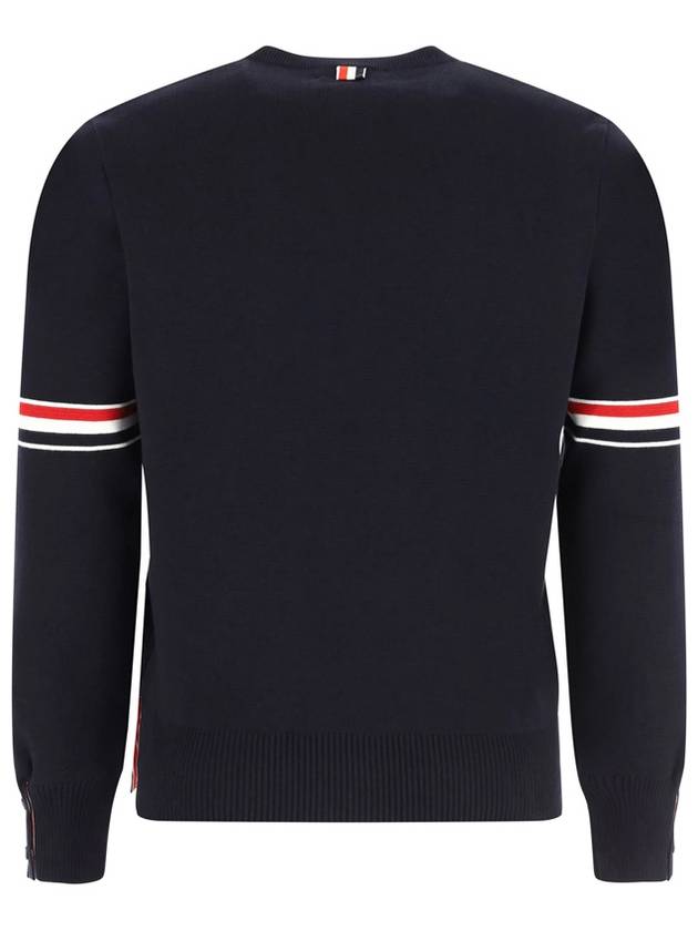 Men's Milan Stitch Armband Crew Neck Knit Top Navy - THOM BROWNE - BALAAN 3