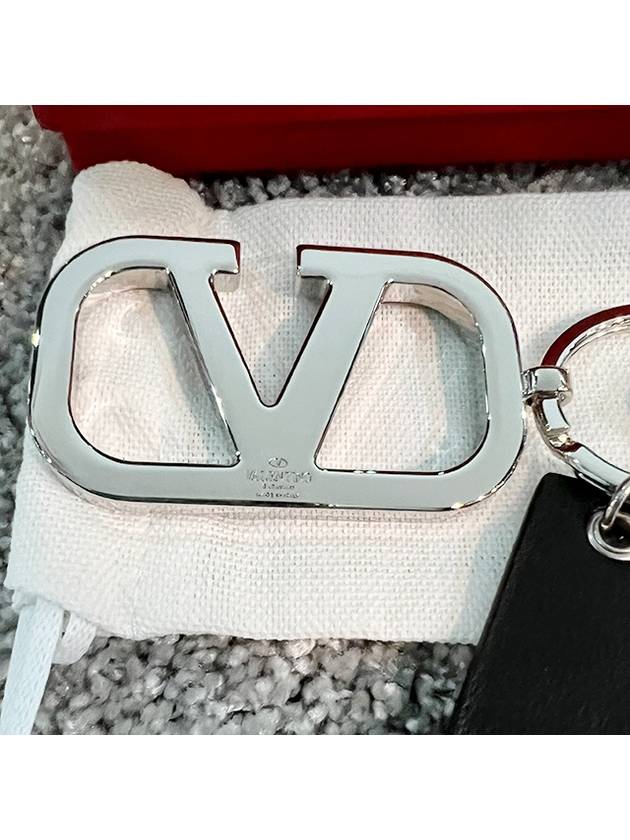 V Logo Signature Key Holder Black - VALENTINO - BALAAN 7