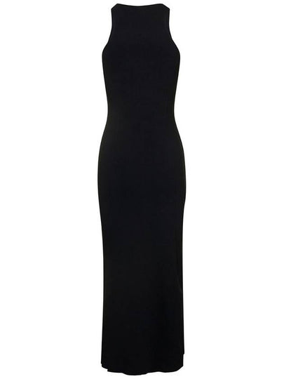 'Elia' Long Black Dress With Front Split In Viscose Blend Woman - NANUSHKA - BALAAN 2