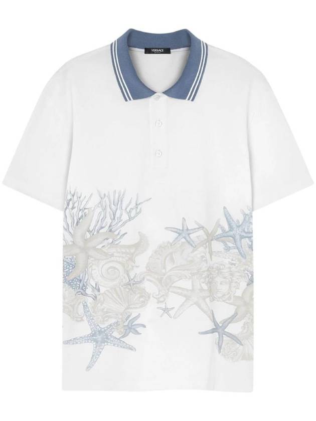 Starfish print polo shirt 10139061A11303 - VERSACE - BALAAN 1