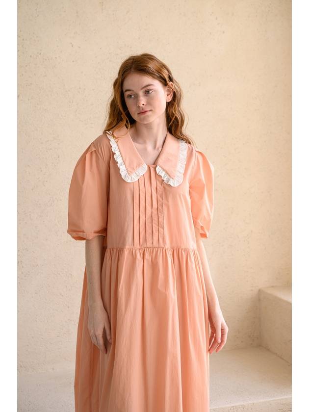 Caisienne puff sleeve pintuck frill dress_coral - CAHIERS - BALAAN 6