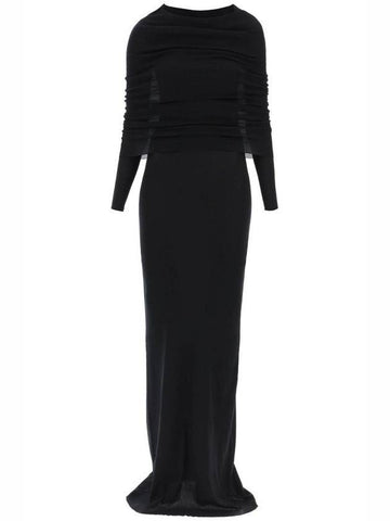 Double Layer Ribbed Long Dress Black - BALENCIAGA - BALAAN 1