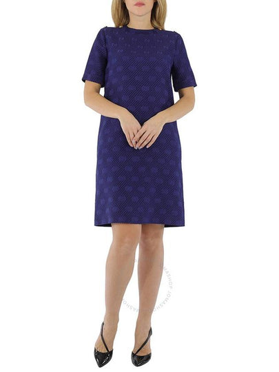 Women's GG Pattern Wool Silk Short Sleeve Midi Dress Blue - GUCCI - BALAAN 2