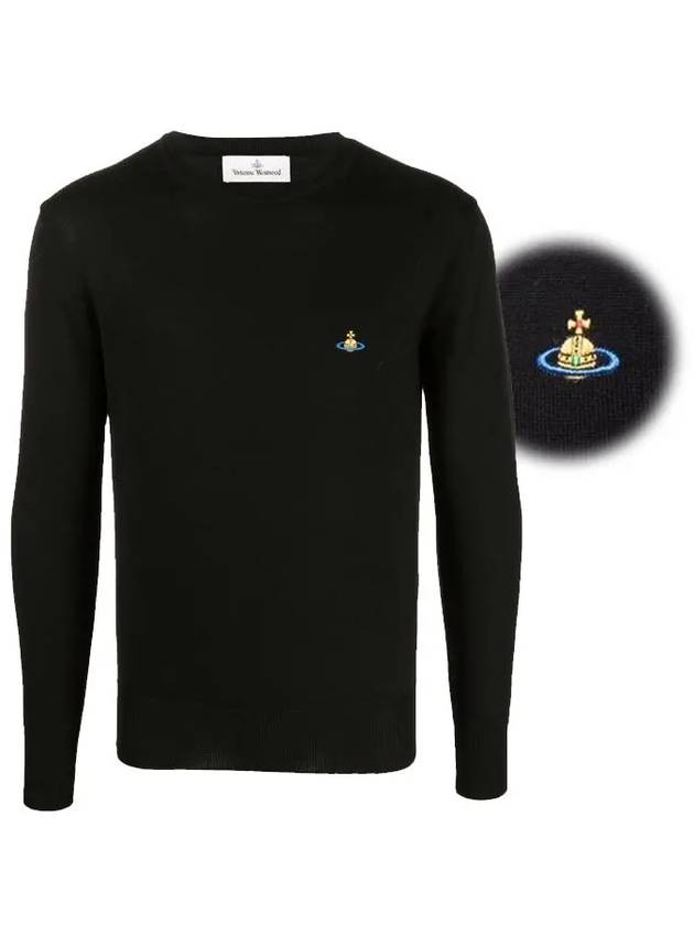 Men's Embroidered Logo Cotton Knit Top Black 27010006 Y0003 N402 - VIVIENNE WESTWOOD - BALAAN 2