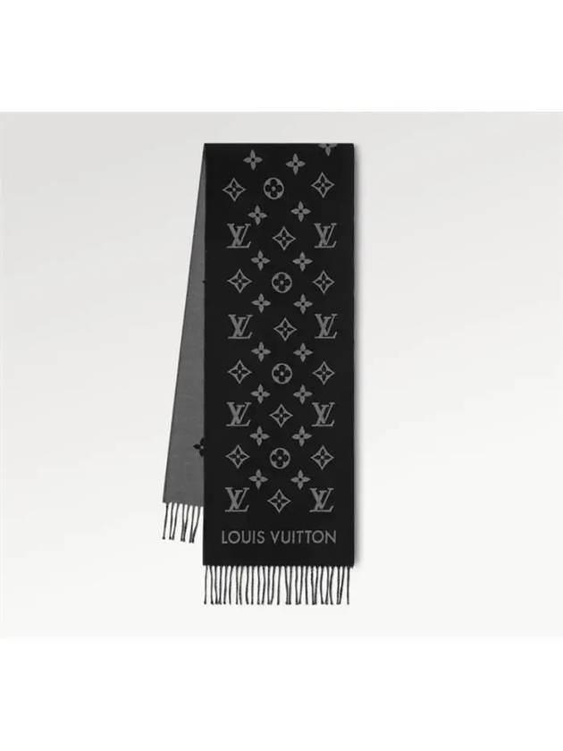 Monogram Wool Scarf Black - LOUIS VUITTON - BALAAN 2