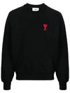 Men's Heart Logo Cotton Sweatshirt Black - AMI - BALAAN 3