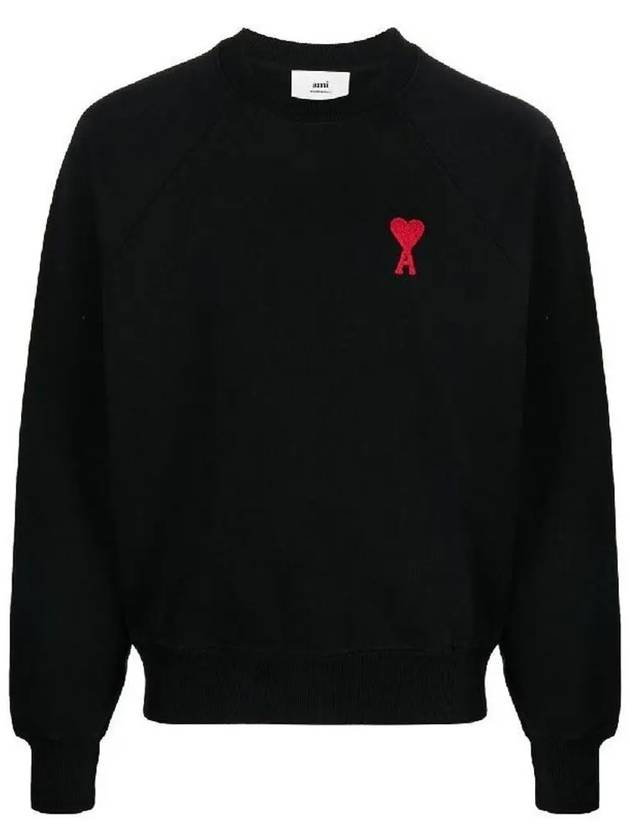 Men's Heart Logo Cotton Sweatshirt Black - AMI - BALAAN 3