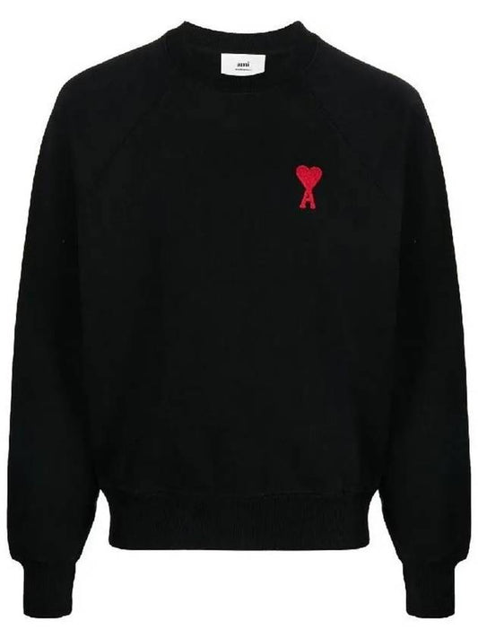 Men's Heart Logo Cotton Sweatshirt Black - AMI - BALAAN 2