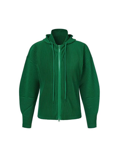 Two Way Pleated Zip Up Hoodie Outer Green - MONPLISSE - BALAAN 2