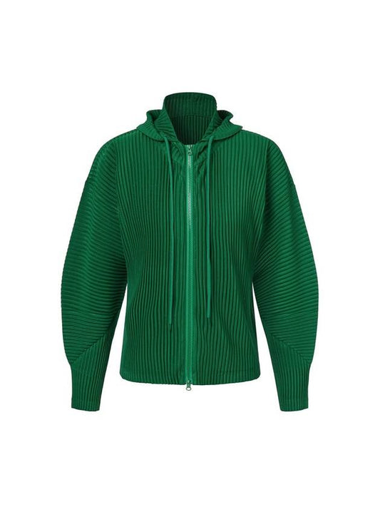 Unisex Two Way Pleated Hooded Zip-up Outer Green - MONPLISSE - BALAAN 1