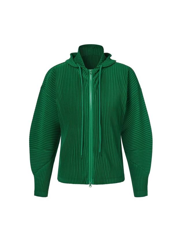 Unisex Two Way Pleated Zip Up Hoodie Outer Green - MONPLISSE - BALAAN 1