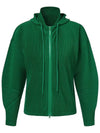 Unisex Two Way Pleated Hooded Zip-up Outer Green - MONPLISSE - BALAAN 2