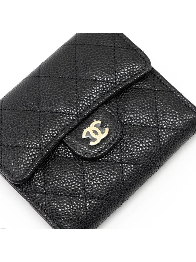 Classic small caviar flap wallet black gold AP0231 - CHANEL - BALAAN 3