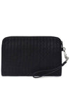 Intracciato Small Leather Clutch Bag Black - BOTTEGA VENETA - BALAAN 2