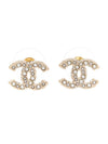 Earrings Metal Strass Resin & Gold Pearly White - CHANEL - BALAAN 1