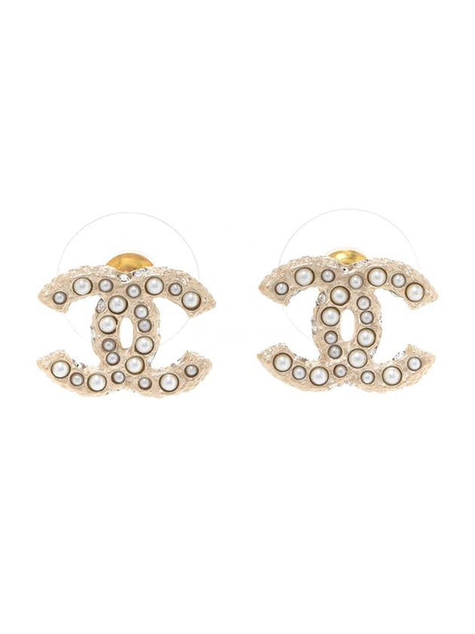 Earrings Metal Strass Resin & Gold Pearly White - CHANEL - BALAAN 1