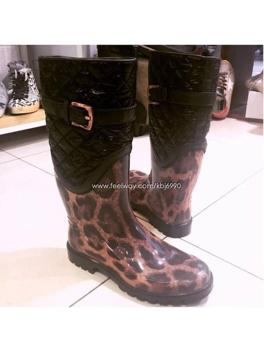 Women's Leopard Belted Rain Boots C08110 A9Z97 - DOLCE&GABBANA - BALAAN 1