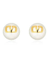 V Logo Signature Pearl Earrings Gold White - VALENTINO - BALAAN 2