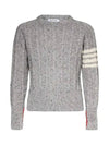 Donegal Twist Cable 4-Bar Classic Crewneck Knit Top Light Grey - THOM BROWNE - BALAAN 3