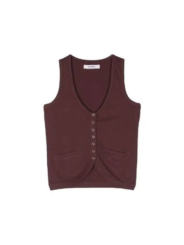 Gimaguas V neck sleeveless knit tank top MAELYNN BROWN - GIMAGUAS - BALAAN 1