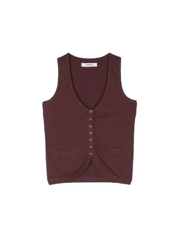 Gimaguas V neck sleeveless knit tank top MAELYNN BROWN - GIMAGUAS - BALAAN 1