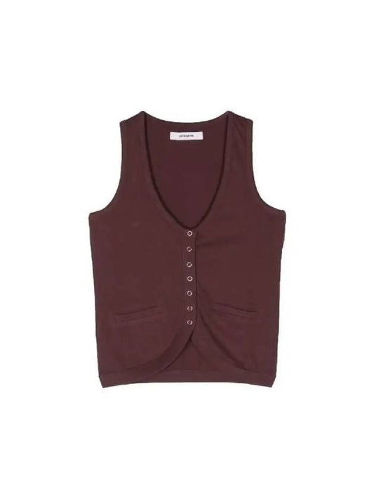 Gimaguas V neck sleeveless knit tank top MAELYNN BROWN - GIMAGUAS - BALAAN 1