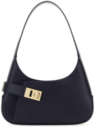 Smooth Caprether Medium Shoulder Bag Navy - SALVATORE FERRAGAMO - BALAAN 1