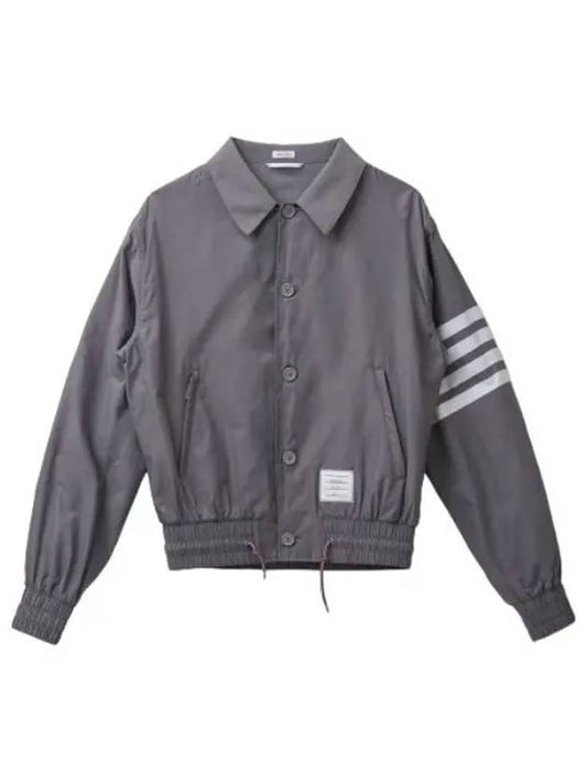 Solid swim tech diagonal blouson jacket medium gray aviation jumper - THOM BROWNE - BALAAN 1